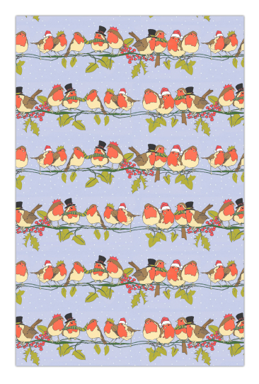 Christmas Robins Cotton Tea Towel