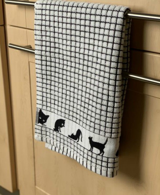 Lamont Poli-Dri Jacquard Tea Towel - Black Cat